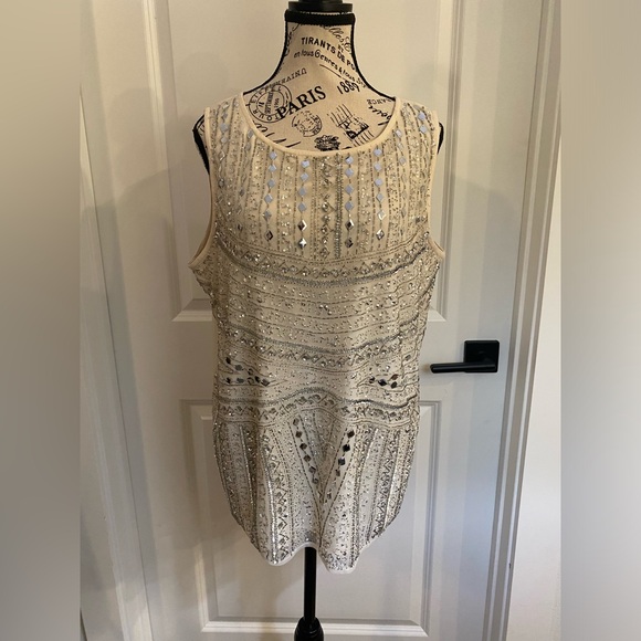 Chico’s Embellished Tank Champagne Color Size 2 /M/12 - Picture 8 of 11